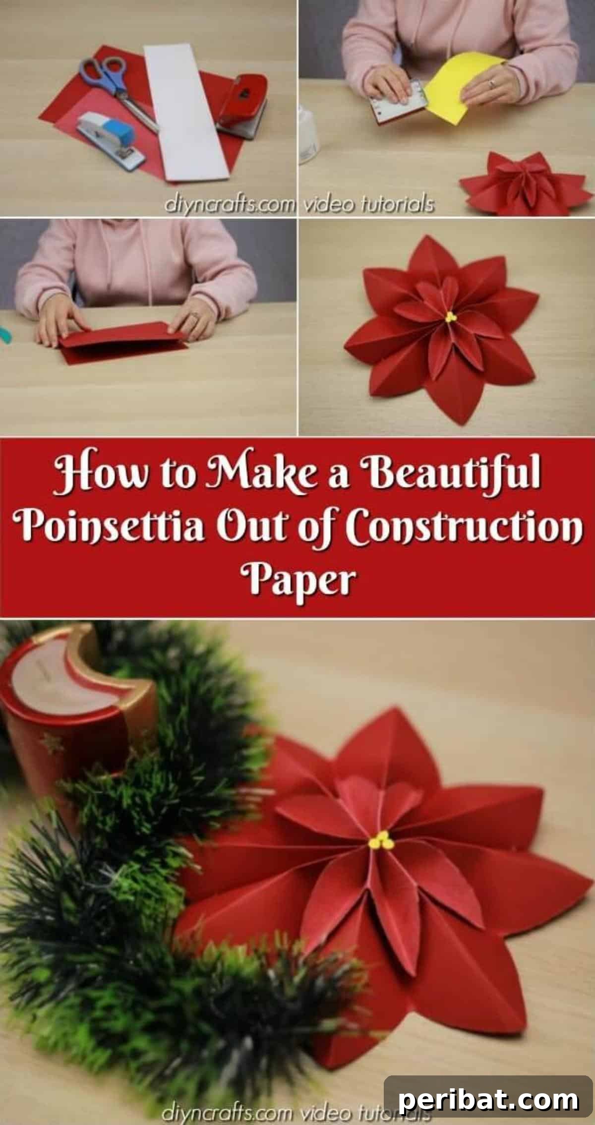 Transform Construction Paper into Festive Poinsettias 2 How to Make a Beautiful Poinsettia Out of Construction Paper