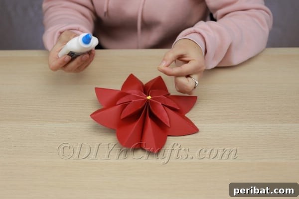 Transform Construction Paper into Festive Poinsettias 15 Step 12b: Finished paper poinsettia