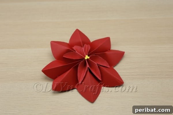 Transform Construction Paper into Festive Poinsettias 16 Step 12c: Another view of the finished poinsettia