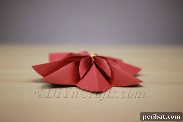 Transform Construction Paper into Festive Poinsettias 17 Step 12d: Close up of the paper poinsettia