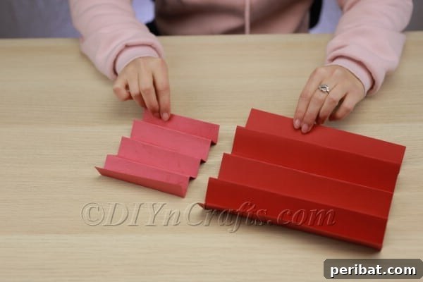 Transform Construction Paper into Festive Poinsettias 9 Step 4b: Smaller paper with accordion folds