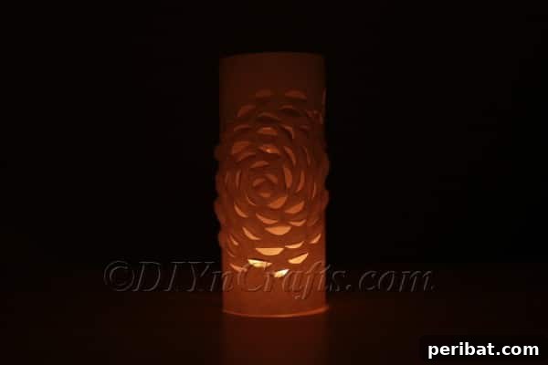 Handcraft a Luminous 3D Paper Lantern 12 Close-up of the illuminated 3D paper flower design