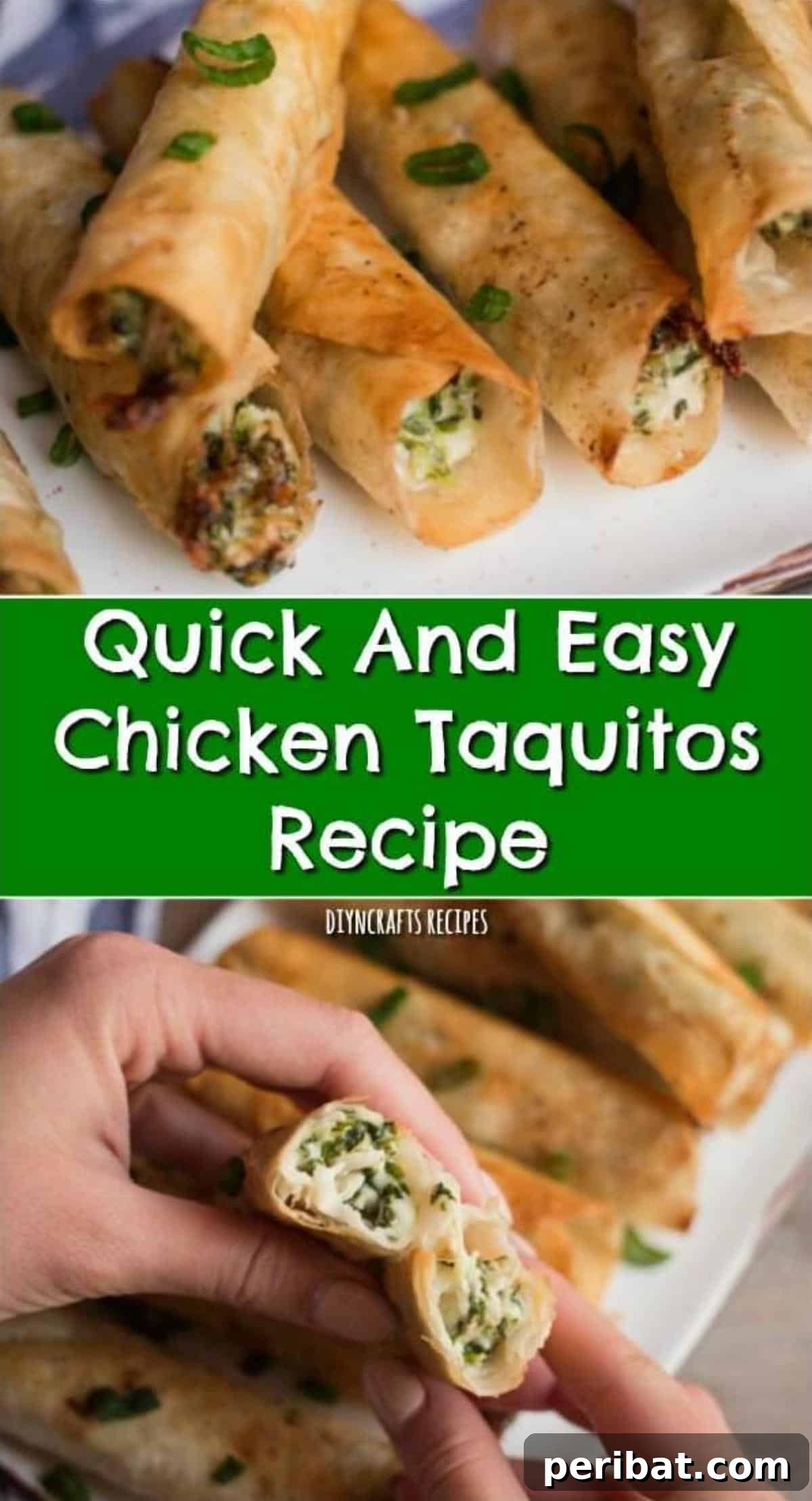 Effortless Crispy Chicken Taquitos 2 Crispy Homemade Chicken Taquitos served on a platter
