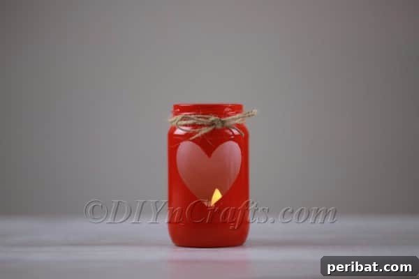 Spark Romance: Create Your Own Valentine Heart Lantern 12 Another view of the twine decoration on the lantern