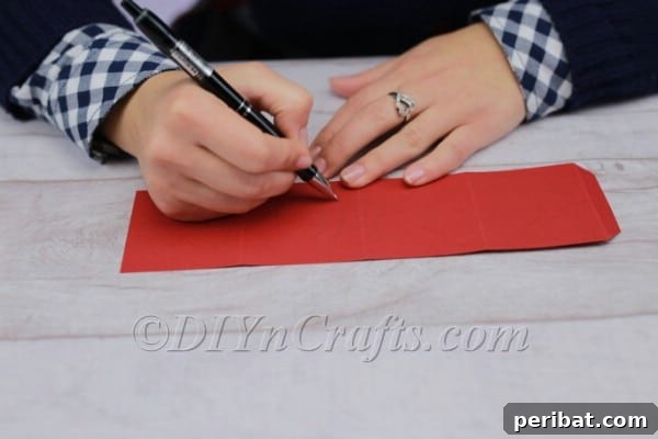 Drawing 'V' on a paper panel