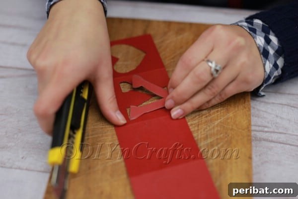 Cutting 'E' with a precision knife
