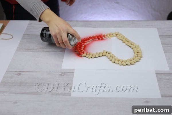 Spray painting the pistachio heart