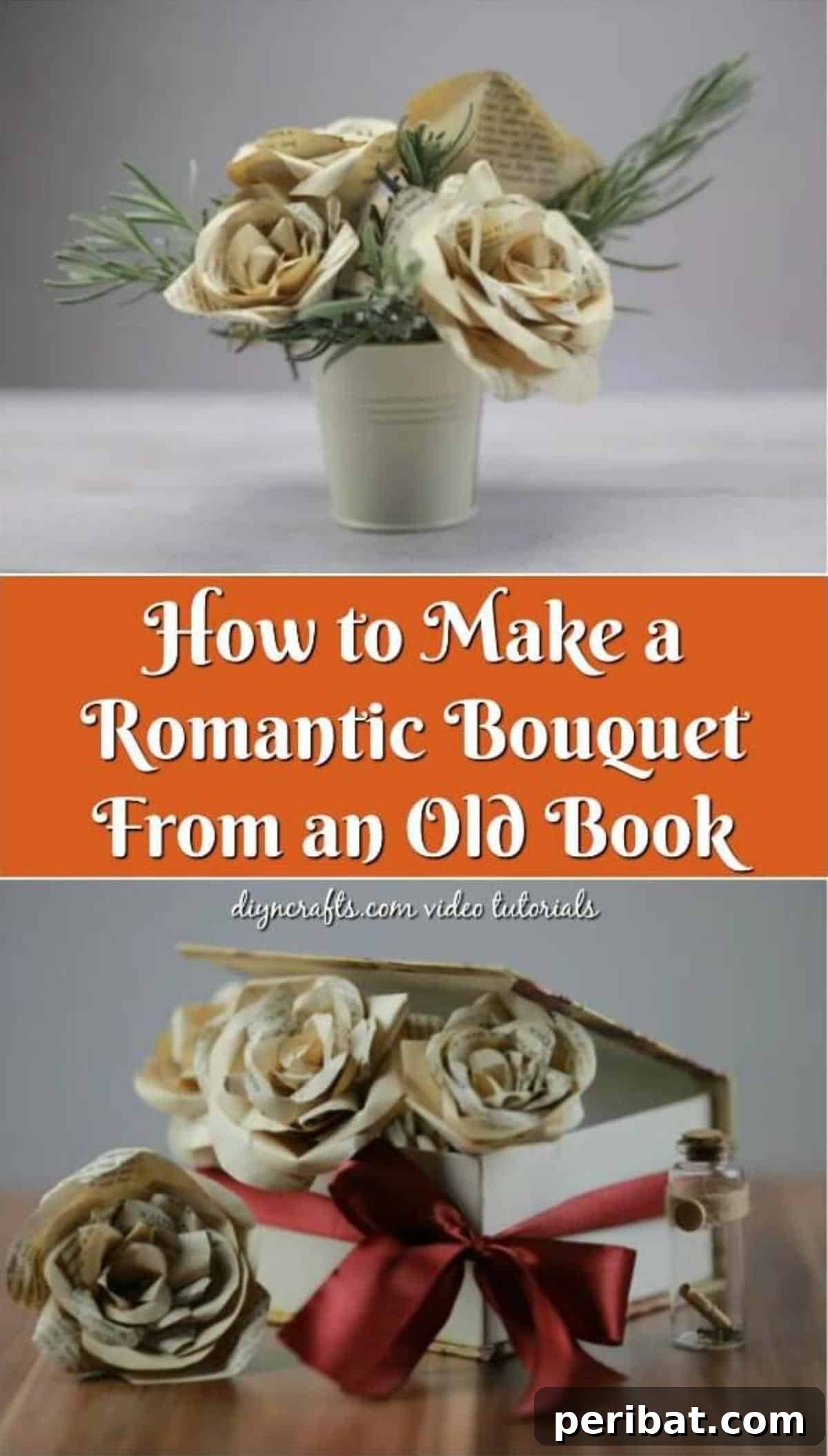 Literary Blooms: Crafting a Heartfelt Book Bouquet 2 How to Make a Romantic Bouquet From an Old Book - Step-by-step DIY tutorial for everlasting paper roses