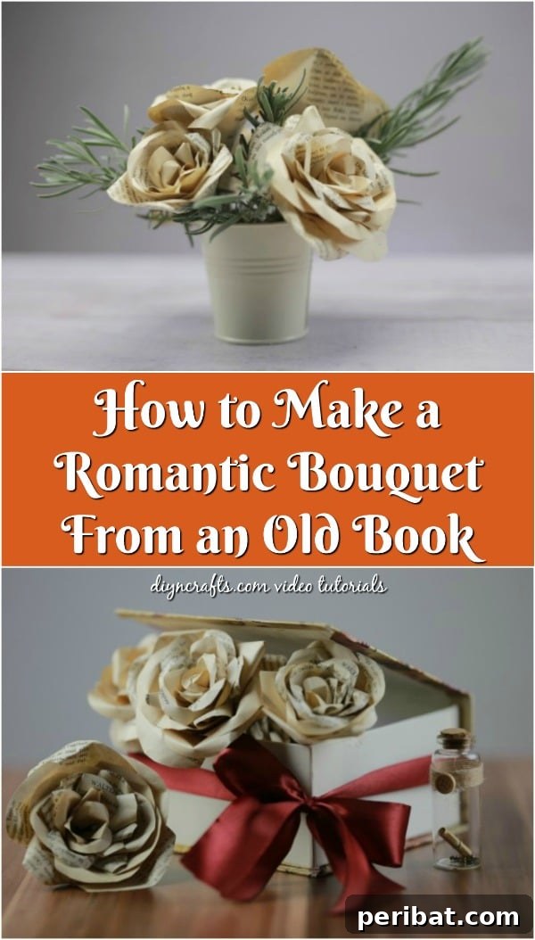 DIY Book Page Rose Bouquet