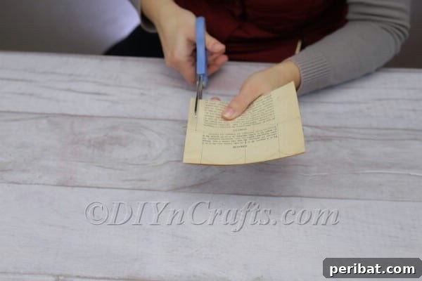 Cutting rectangular shapes for paper rose petals