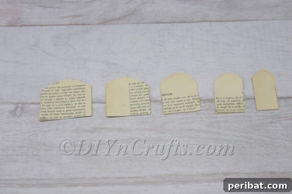 Paper rose petals with rounded top edges