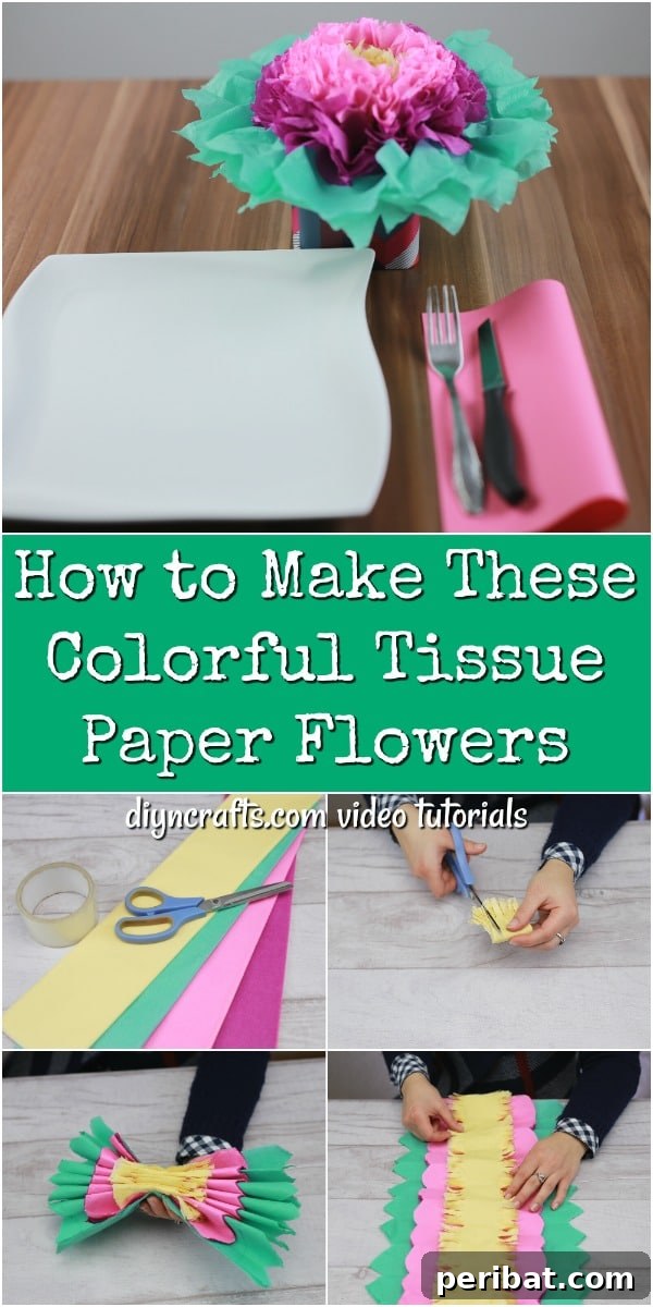 Close-up of a finished tissue paper flower