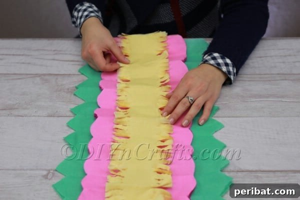 All tissue paper layers unfolded and stacked in order