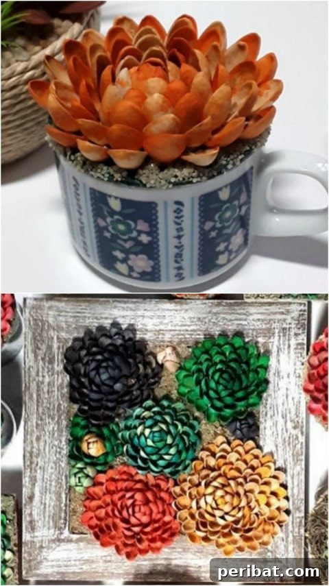 Beyond the Bin: 11 Creative Pistachio Shell Projects 5 Pistachio Shell Succulent in a Coffee Cup
