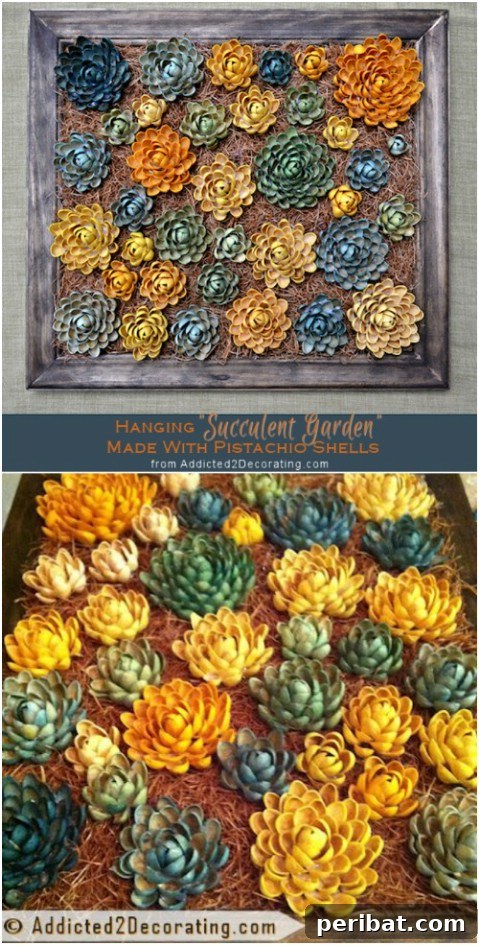 Beyond the Bin: 11 Creative Pistachio Shell Projects 8 Faux Pistachio Shell Succulent Garden