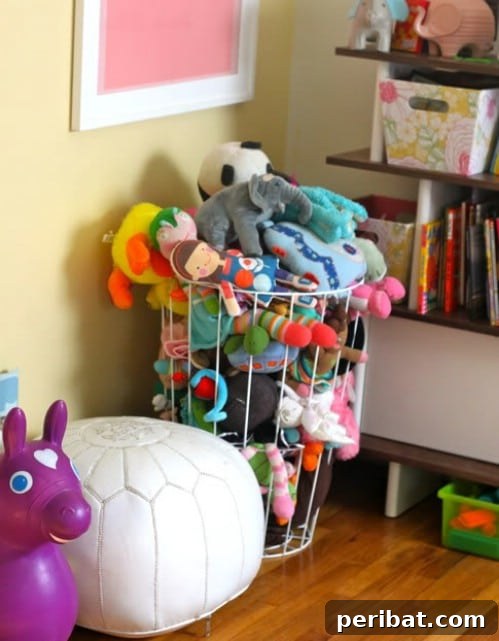 Smart & Simple DIY Stuffed Animal Storage for Children's Rooms 15 Wire Hamper as Stuffed Animal Bin