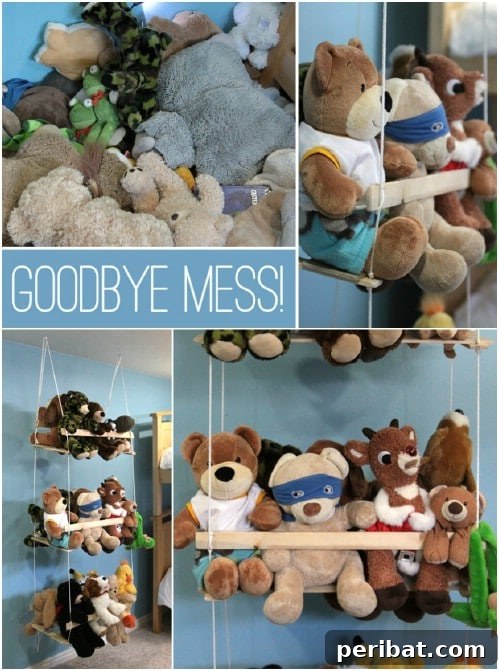 Smart & Simple DIY Stuffed Animal Storage for Children's Rooms 16 DIY Stuffed Animal Wall Swing