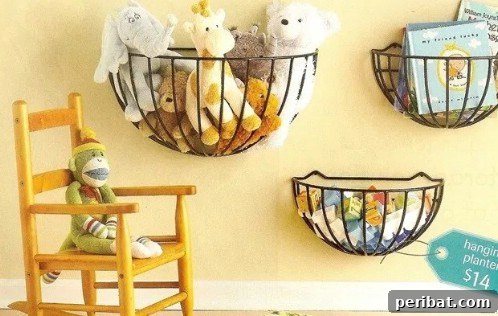 Smart & Simple DIY Stuffed Animal Storage for Children's Rooms 9 Repurposed Garden Baskets as Wall Storage