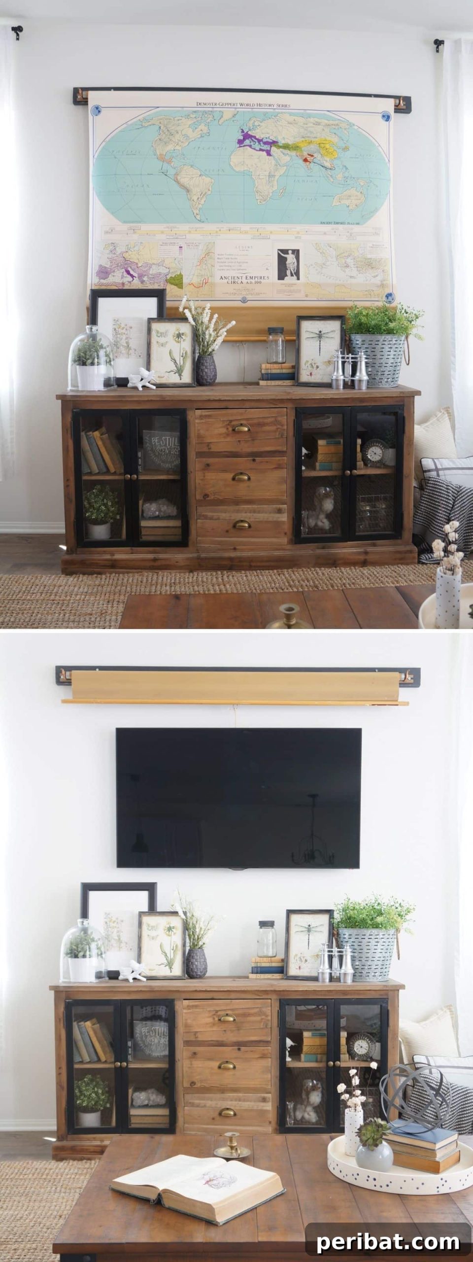 A Brilliant Way to Disguise Your Flat Screen TV - Hide It Behind a Drop-Down Map