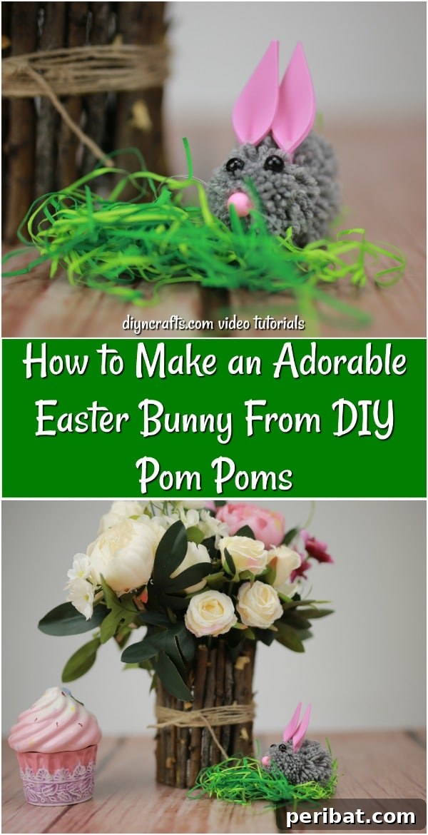 A finished pom-pom bunny craft