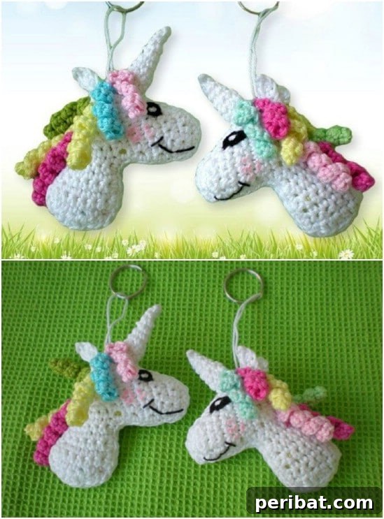 Crocheted Unicorn Keychain Pattern