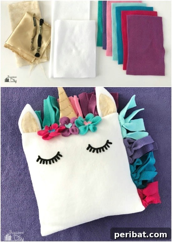 DIY Fleece Unicorn Pillow