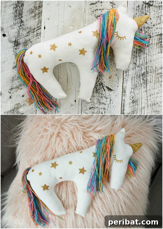DIY Cricut Unicorn Plush Pillow