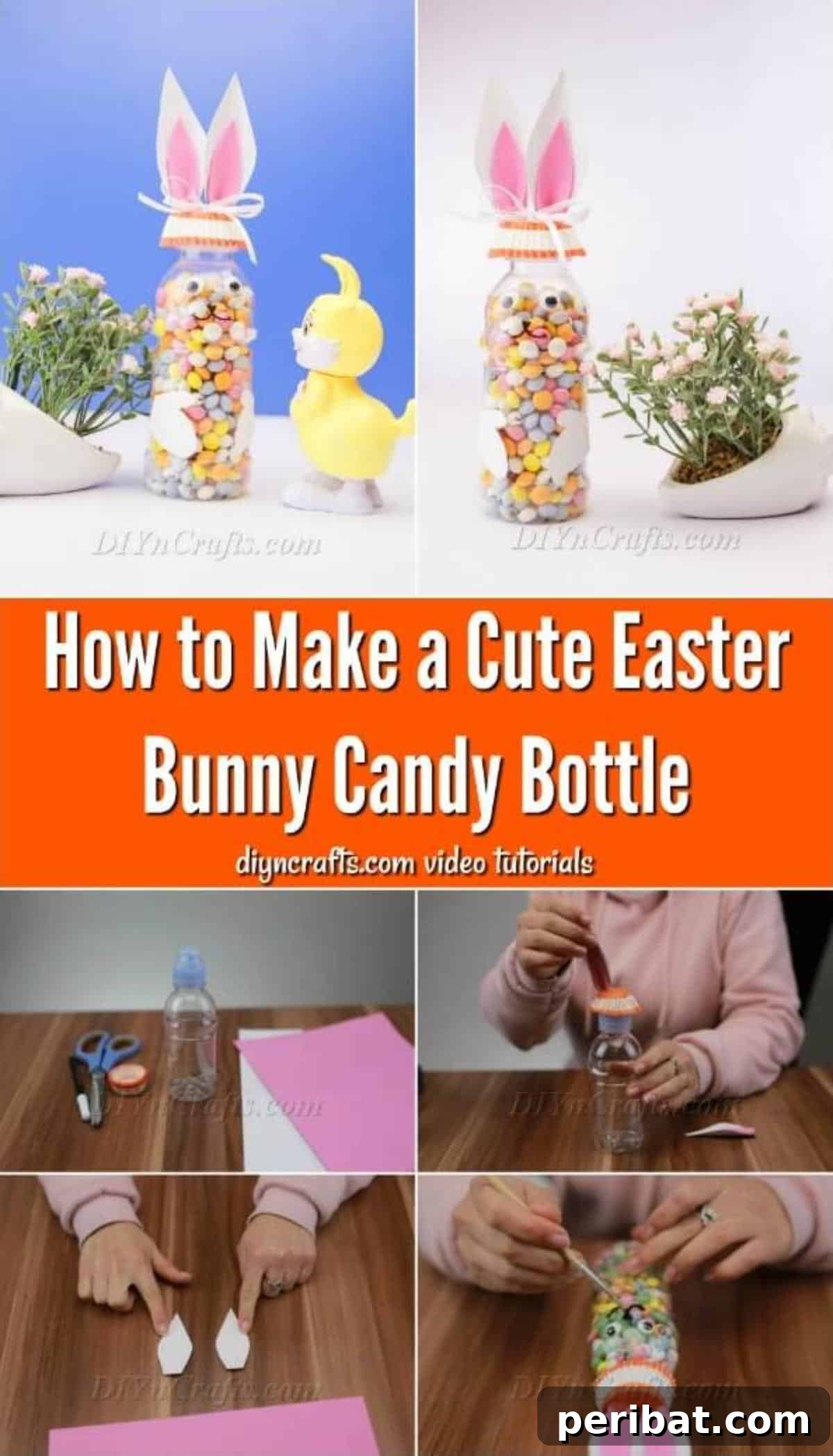 Adorable DIY Easter Bunny Candy Container 2 How to make a cute Easter Bunny Candy Bottle: A charming DIY craft project for Easter treats