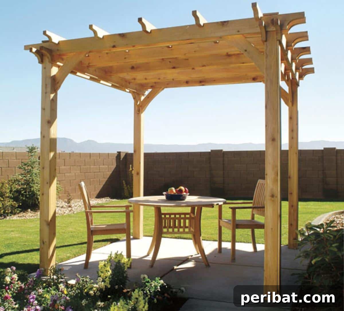 DIY Outdoor Oasis: 10 Projects for Beauty and Bliss 3 A beautifully crafted DIY pergola providing a shaded area in a garden.