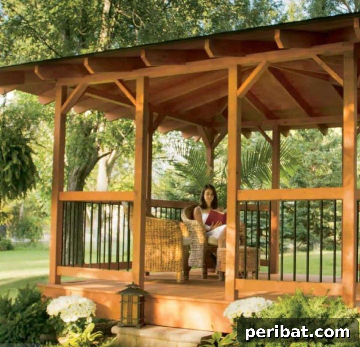 DIY Outdoor Oasis: 10 Projects for Beauty and Bliss 8 A picturesque DIY gazebo with intricate detailing, serving as a charming outdoor retreat.
