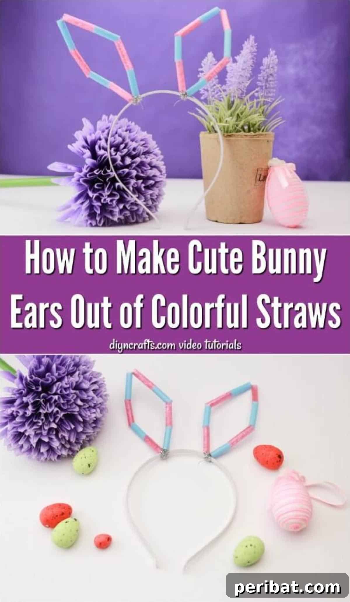 DIY Rainbow Straw Bunny Ears 2 How to Make Cute Bunny Ears Out of Colorful Straws