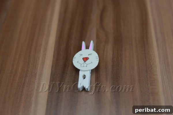 Step 6: Attach Bunny Face to Clothespin