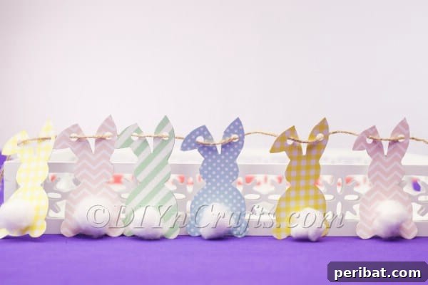 Stringing bunnies onto twine