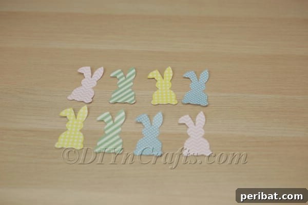 Neatly cut paper bunnies