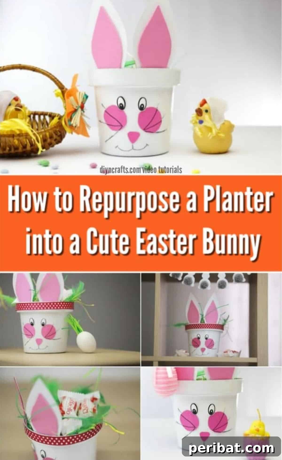 Transform an old planter into a charming Easter bunny for spring decor