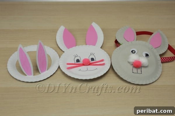 Completed paper plate bunny basket with handle