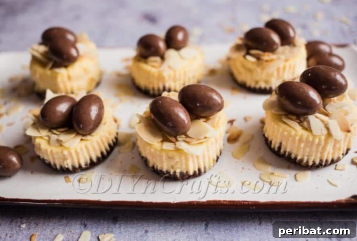 Easter Almond and Choco Bon Mini Cheesecakes 3 Close-up of Mini Cheesecakes with Almonds and Choco Bons