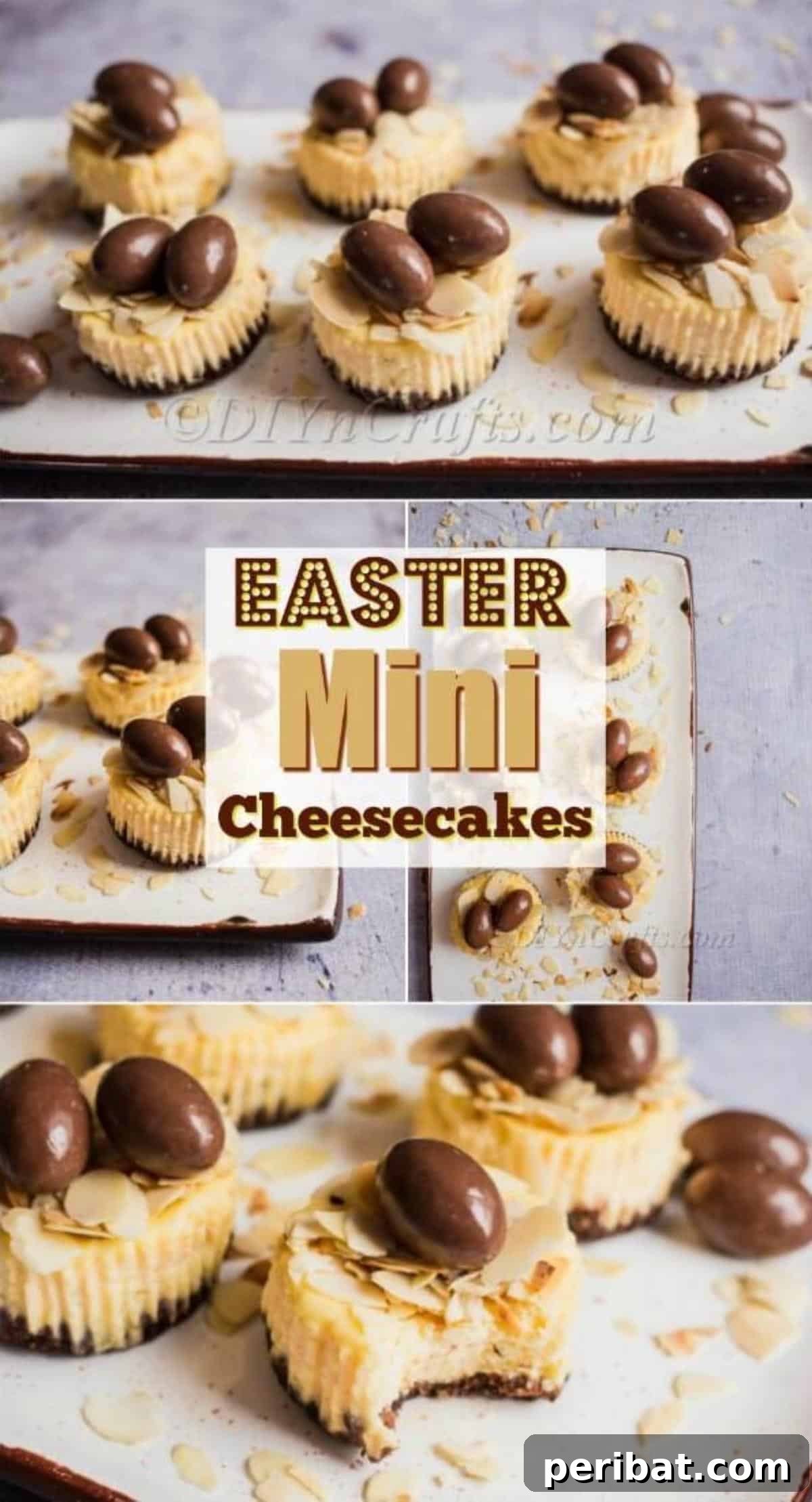 Easter Almond and Choco Bon Mini Cheesecakes 8 Pin for Easter Mini Cheesecakes With Almonds and Choco Bons