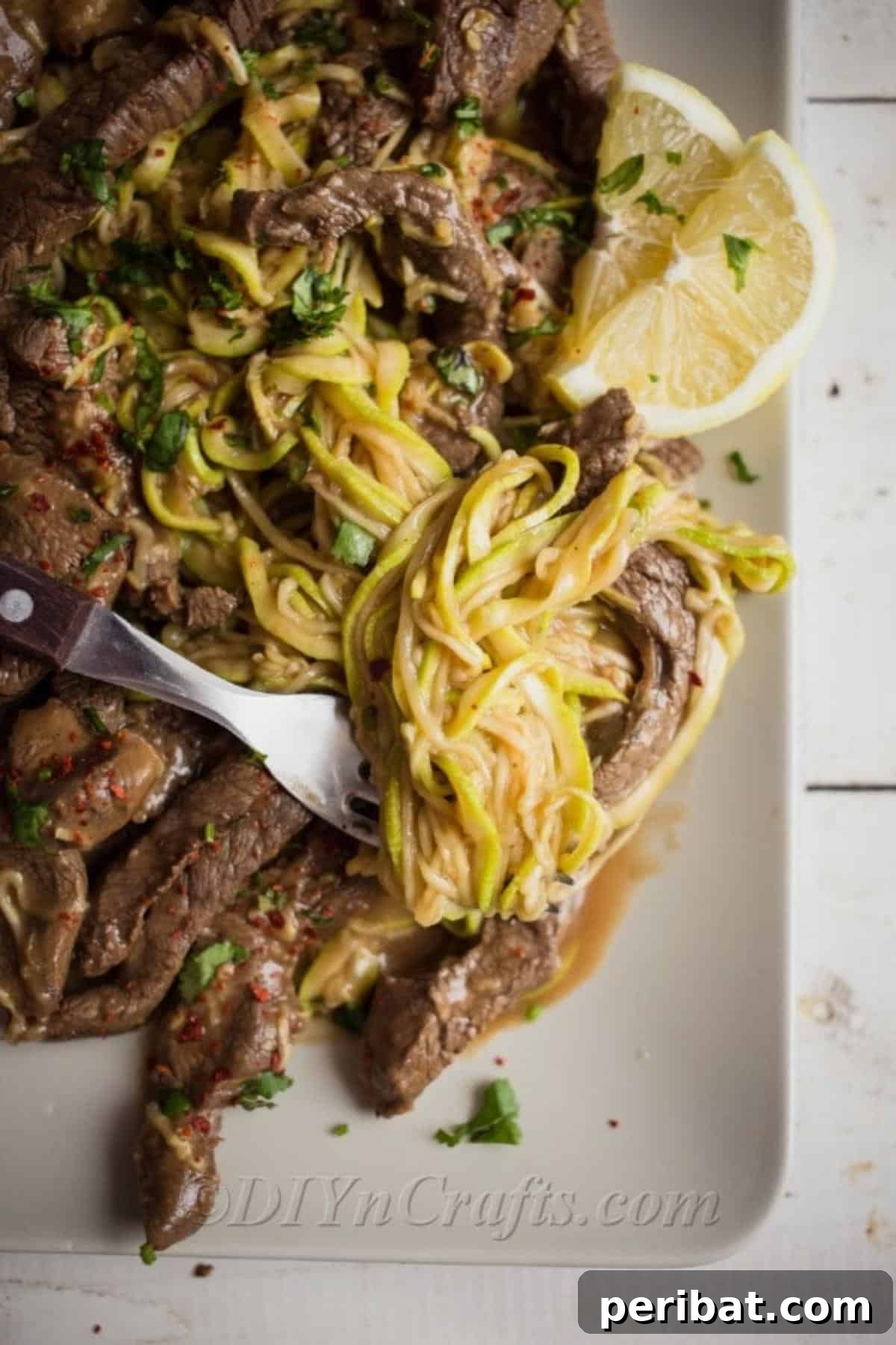 Easy One-Pan Steak Zoodle Stir Fry 2 Tender Steak Stir Fry with Fresh Zucchini Noodles
