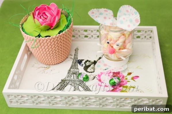 Craft an Adorable Easter Bunny Treat Holder from an Empty Nutella Container 15 The final touch: gluing the pom pom nose