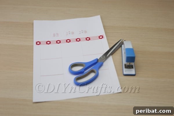 Printed template for DIY paper Easter basket on A4 paper, showing color design.