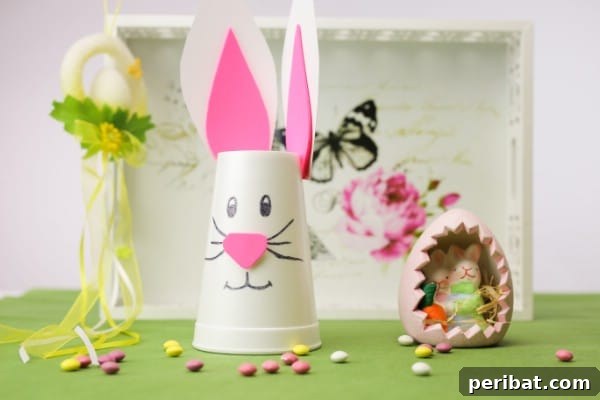 How to Make a Cute Easter Bunny Cup Decoration - finished product