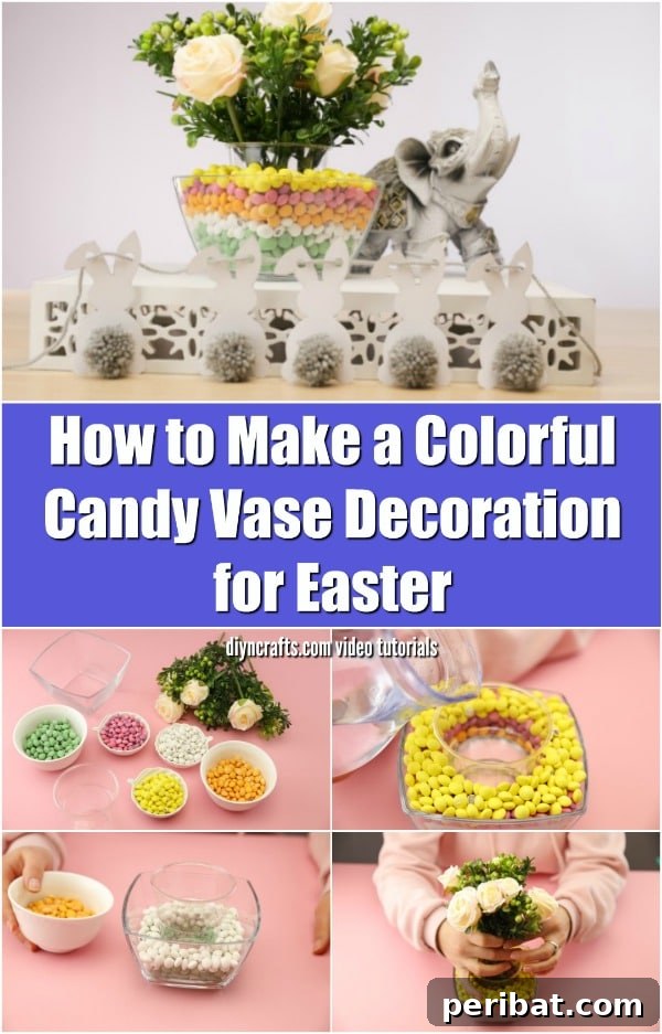 Colorful DIY Candy Easter Flower Vase