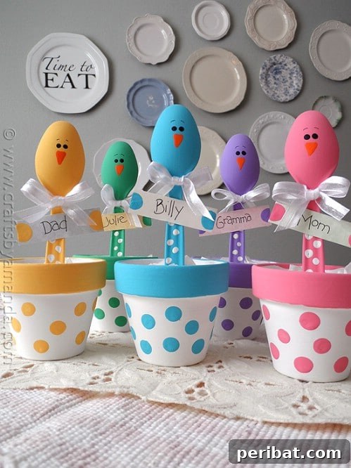 105 Creative DIY Easter Decor Ideas 22 Colorful Chick Placeholders for Easter Dinner Table