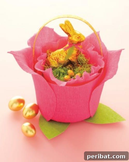 105 Creative DIY Easter Decor Ideas 36 DIY Crepe Paper Baskets for Easter Candy and Eggs