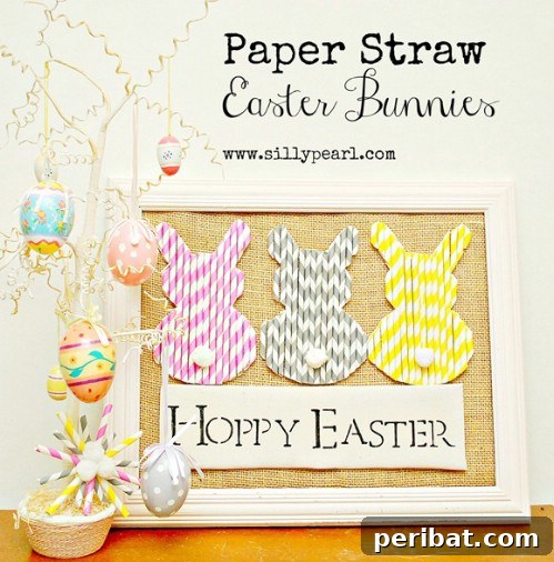 105 Creative DIY Easter Decor Ideas 37 Paper Straw Bunnies Photo Display Craft