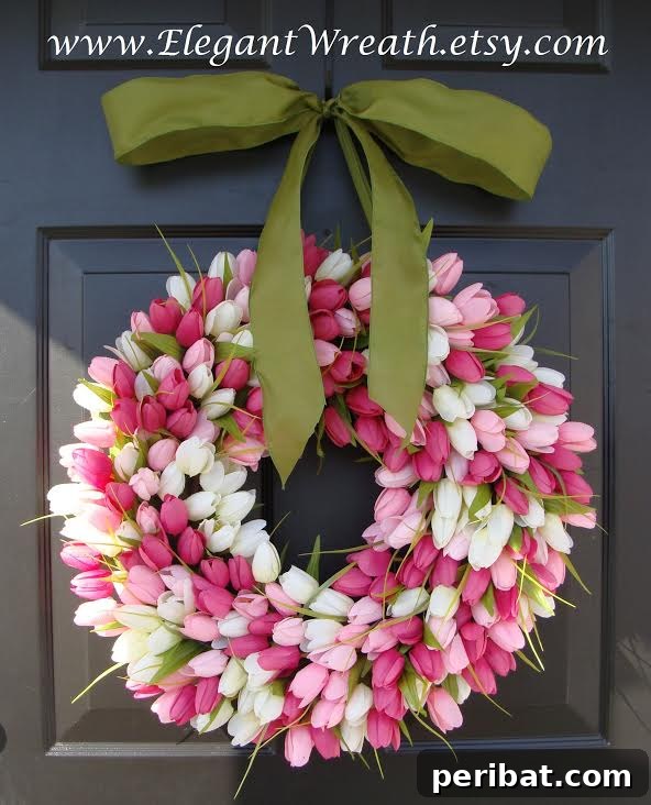 105 Creative DIY Easter Decor Ideas 39 Beautiful DIY Tulip Wreath for Spring and Easter