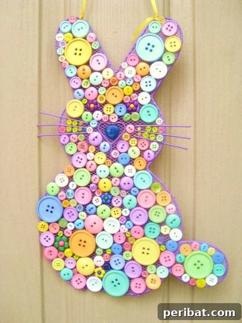105 Creative DIY Easter Decor Ideas 42 Charming Button Bunny Easter Decoration