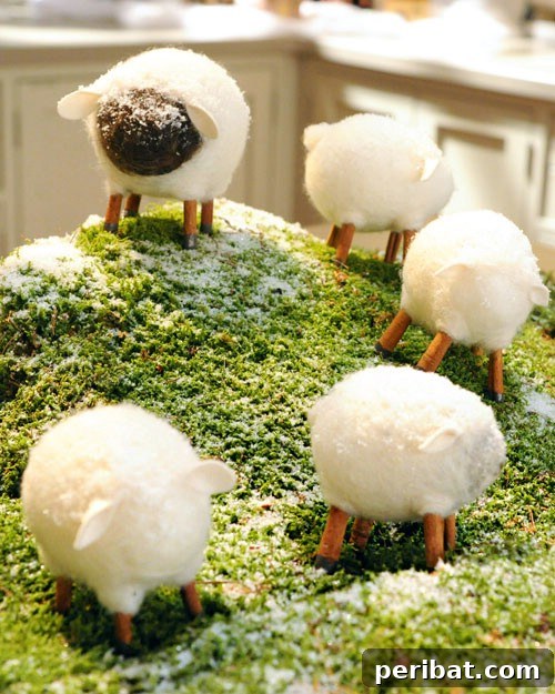 105 Creative DIY Easter Decor Ideas 55 Felted Sheep Decoration with Cinnamon Stick Fence
