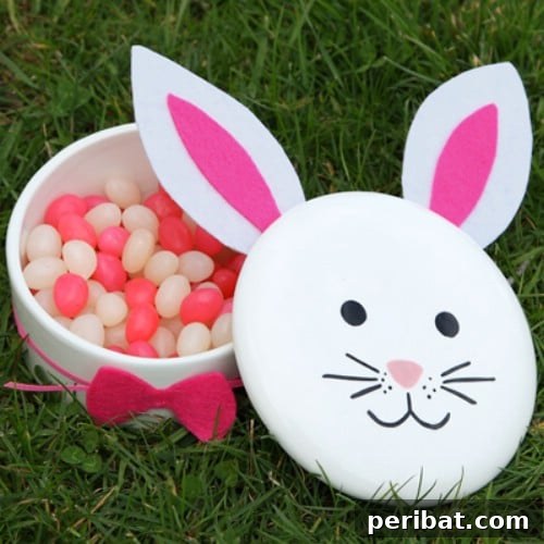 105 Creative DIY Easter Decor Ideas 69 Repurposed Round Box Bunny Candy Holders